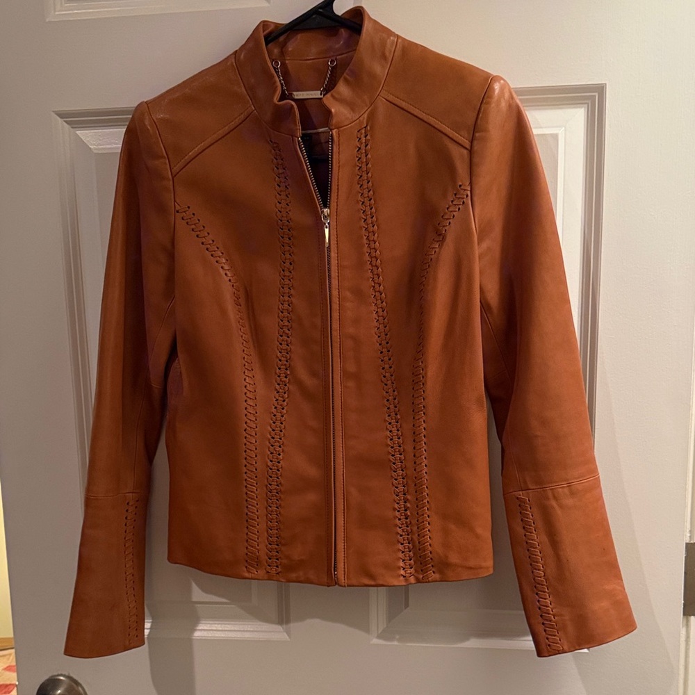 White House Black Market Brown Leather Jacket